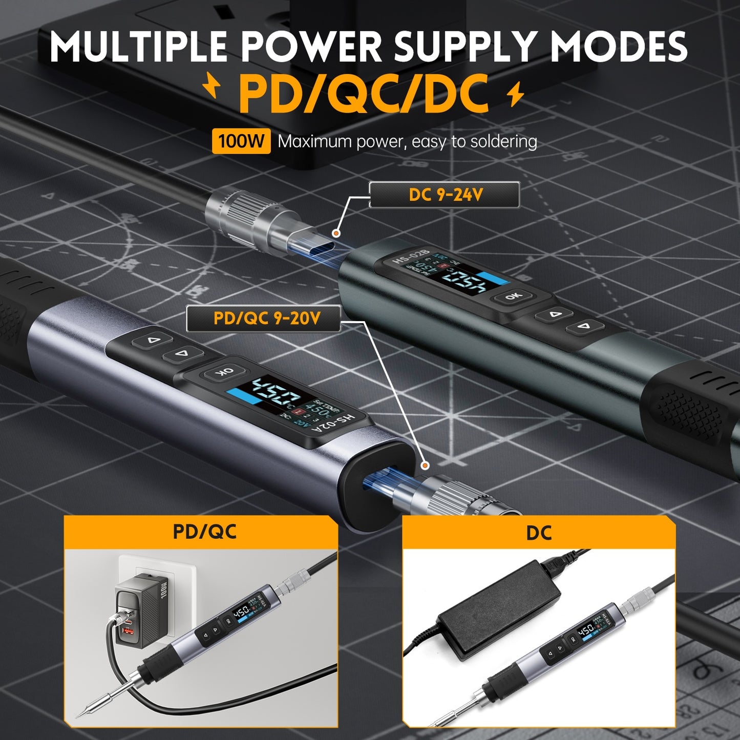 Cautín ajustable para microsoldadura USB-C Fnirsi HS-02B-6