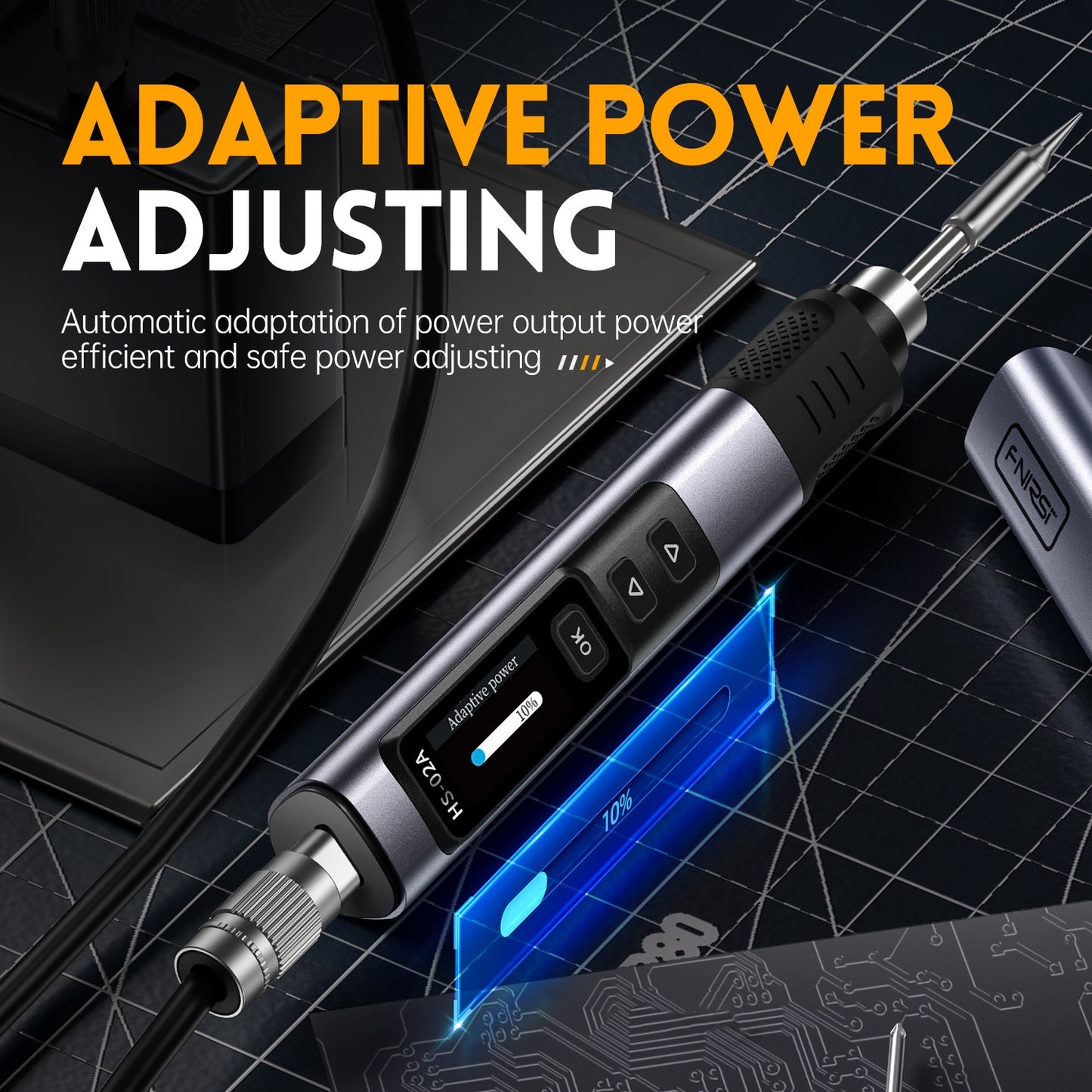 Cautín ajustable para microsoldadura USB-C Fnirsi HS-02B-8