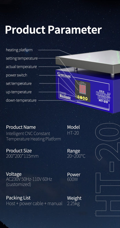 Cama de calentamiento termostática Mechanic HT-20-5