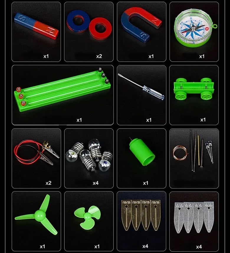 Kit educativo de electromagnetismo de 60 piezas - verde-5