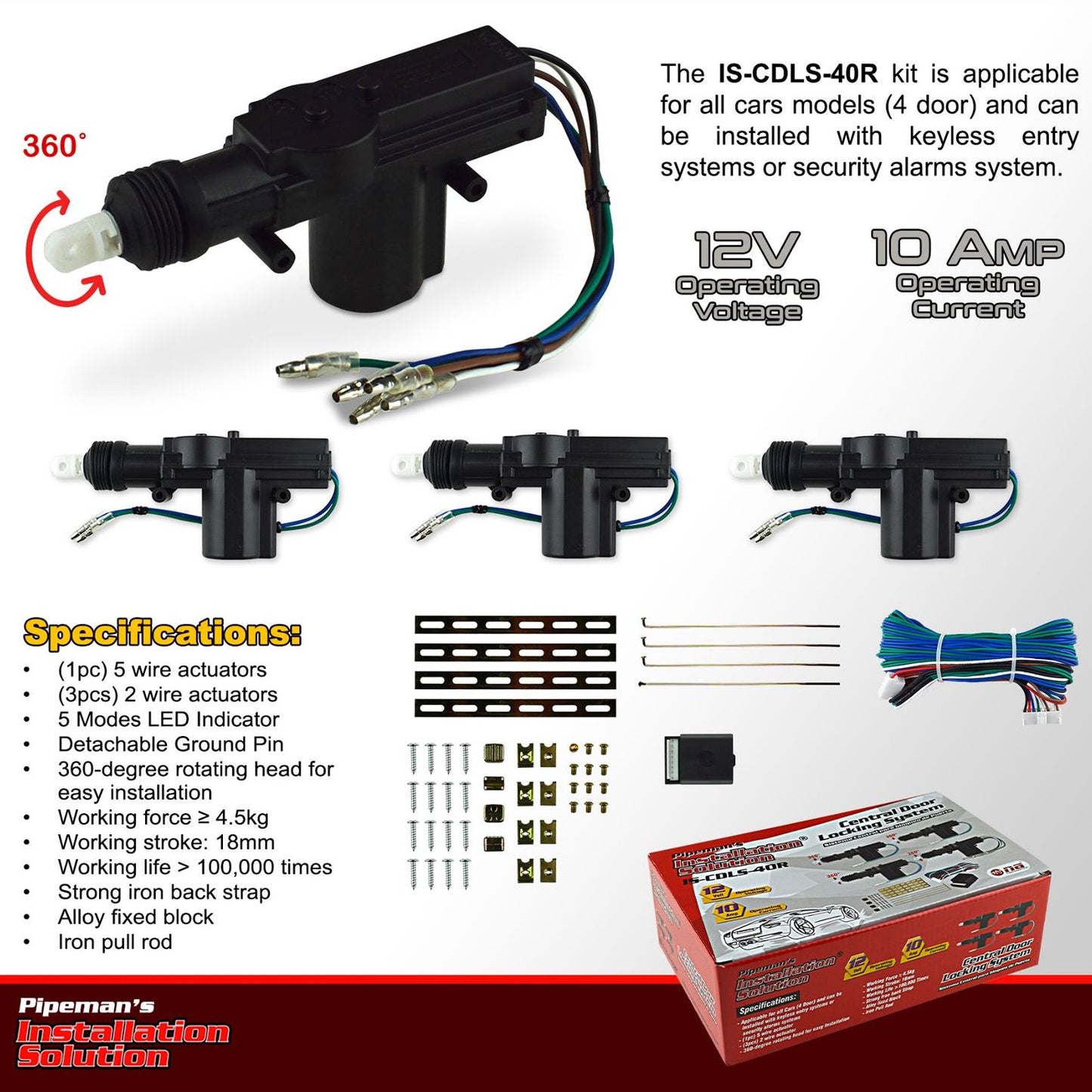 Combo de motores de cerradura para carro de 4 puertas-2