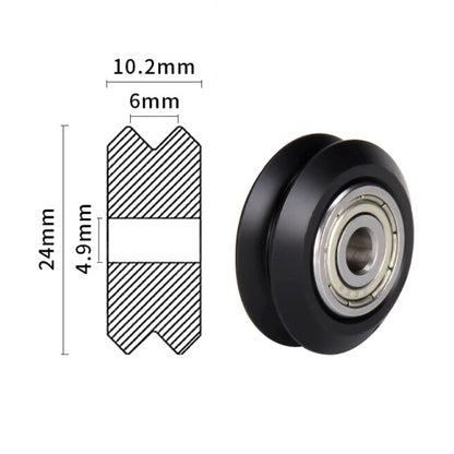 Cojinete de 5x24x10 mm con pieza de POM tipo V-3