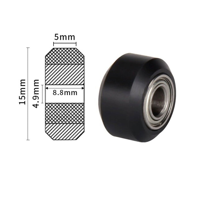 Cojinete de 5x15x9 mm con pieza de POM plana-3