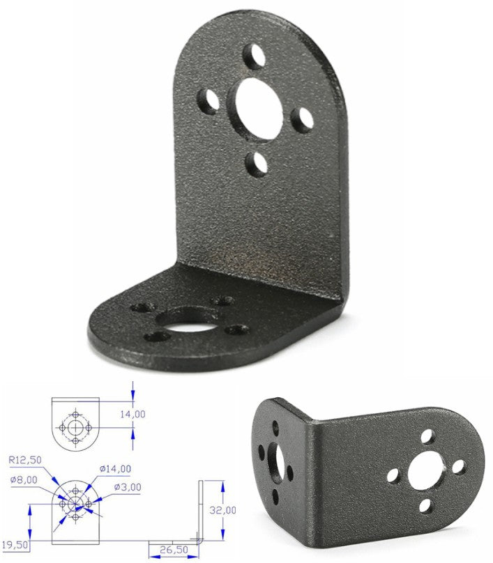 Pieza en L para motor servo MG995 o MG996R-2