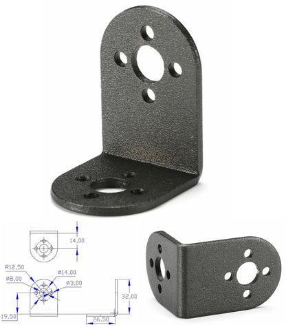 Pieza en L para motor servo MG995 o MG996R-2