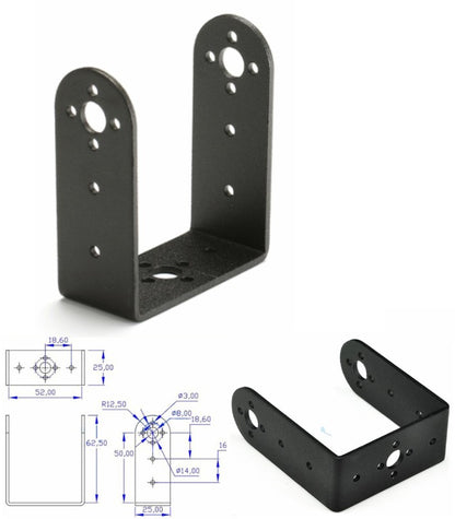 Pieza larga en U para servo MG995 o MG996R-3