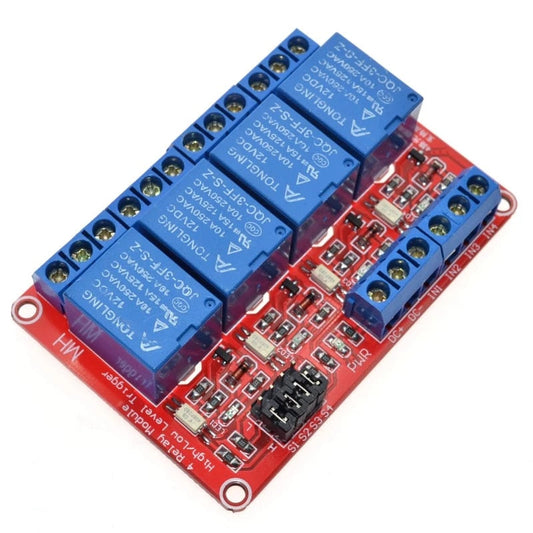 Módulo relé 12V de trigger alto y bajo, 4 canales con optocoplador-1