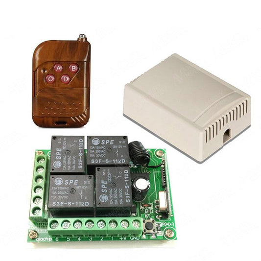 Módulo RF de control remoto y relé 12V de 4 canales-1