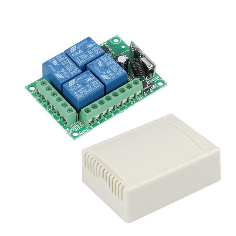 Módulo RF de control remoto y relé 12V de 4 canales con dos controles-2