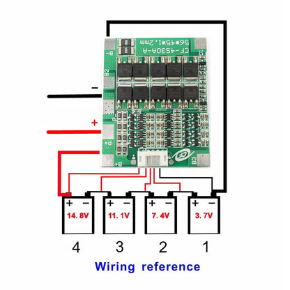 Módulo protector de baterías BMS 4S 30A con balance de carga-3