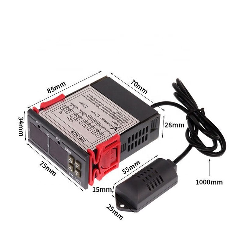 Termostato e higrostato STC-3028 de 110 a 220 VAC-4