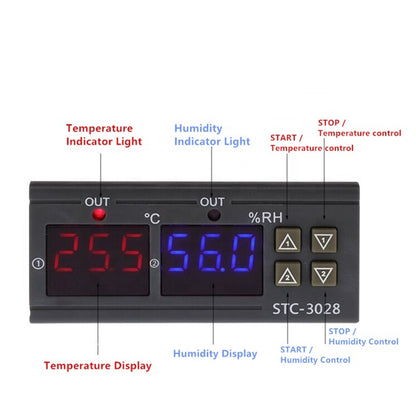 Termostato e higrostato STC-3028 de 110 a 220 VAC-2