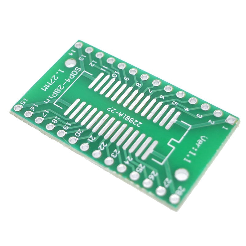 Módulo convertidor de SMD a DIP para integrados de hasta 28 pines-1