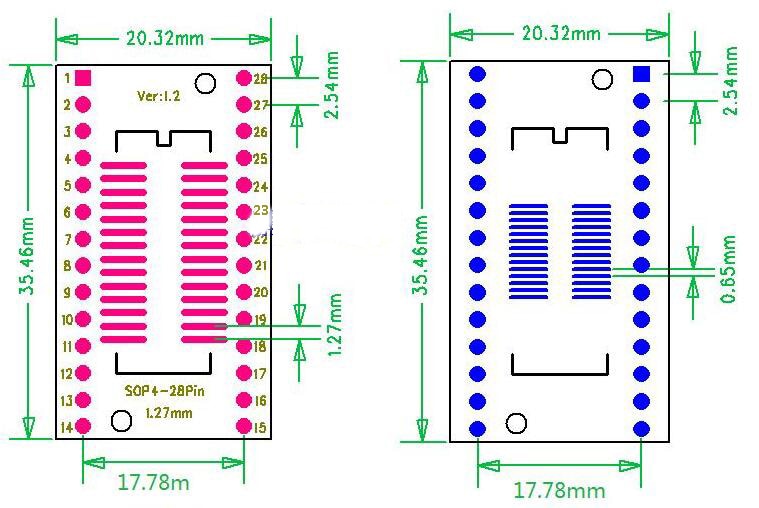 Módulo convertidor de SMD a DIP para integrados de hasta 28 pines-3