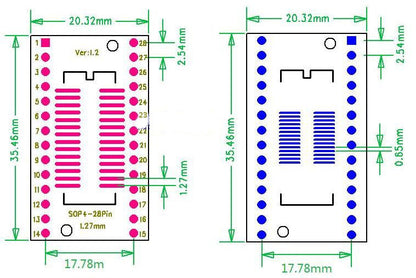 Módulo convertidor de SMD a DIP para integrados de hasta 28 pines-3