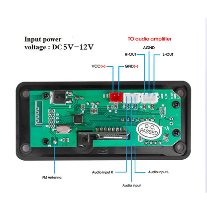 Módulo MP3 con entrada para USB, FM, AUX, Bluetooth y tarjeta micro SD-3
