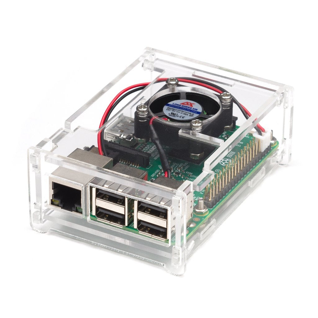 Protector de acrílico con ventilador para Raspberry Pi 3 B-1