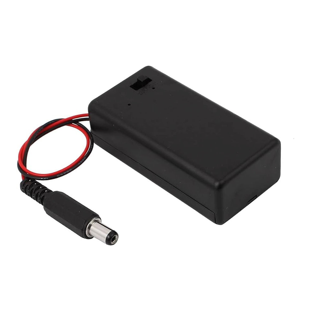 Caja para batería de 9V con switch y conector DC-1