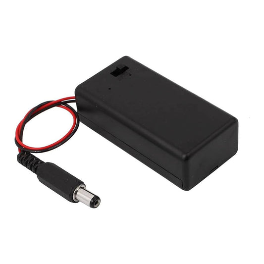 Caja para batería de 9V con switch y conector DC-1