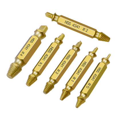 Kit de extractor de tornillos de quebrados HSS 4341 de 6 piezas-2