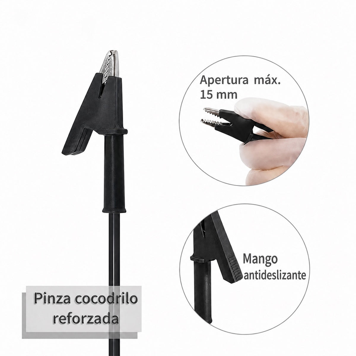 Cable de prueba de banana 4mm a lagarto de 1m - negro-3