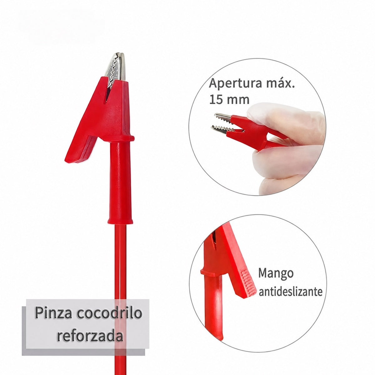 Cable de prueba de banana 4mm a lagarto de 1m - rojo-3