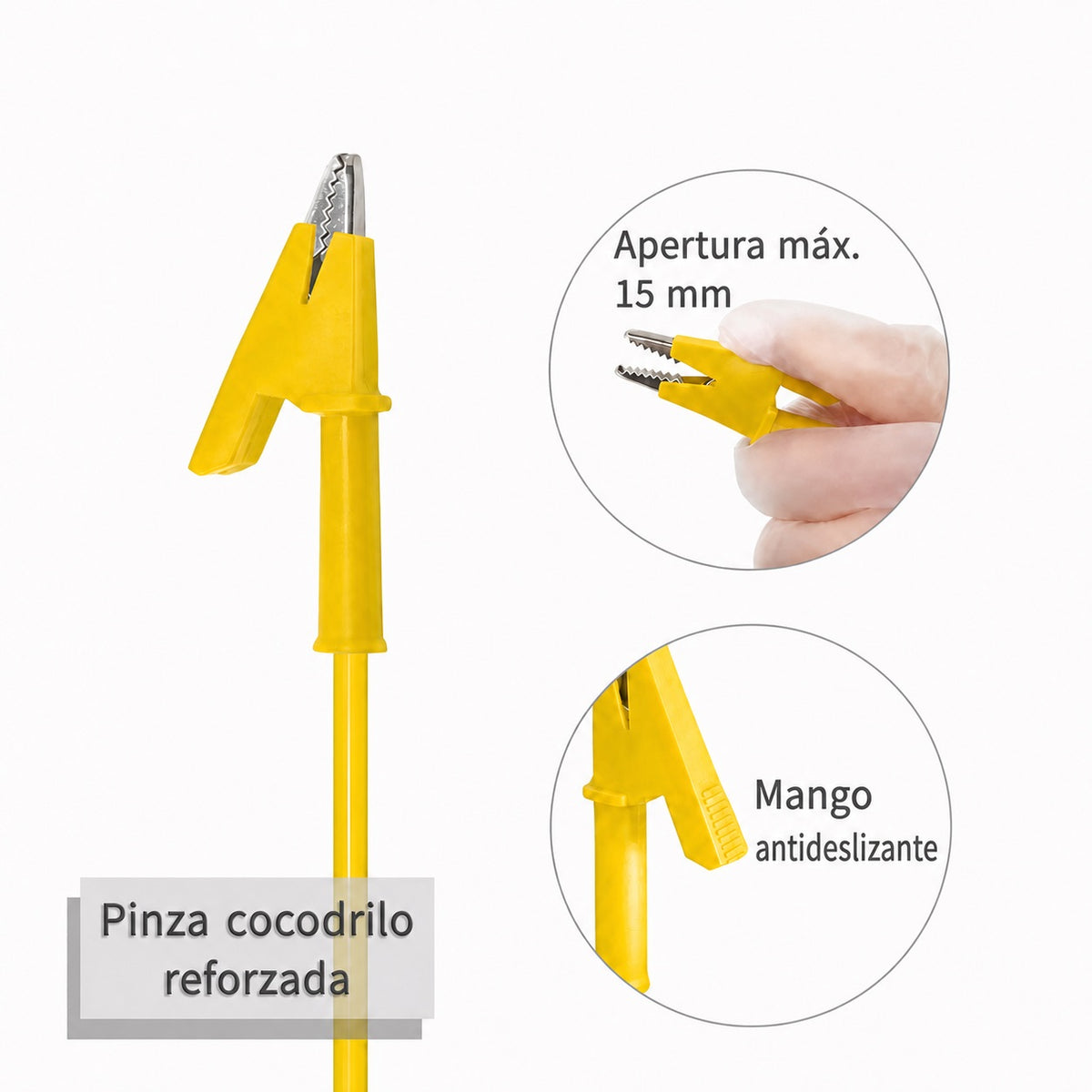 Cable de prueba de banana 4mm a lagarto de 1m - amarillo-3