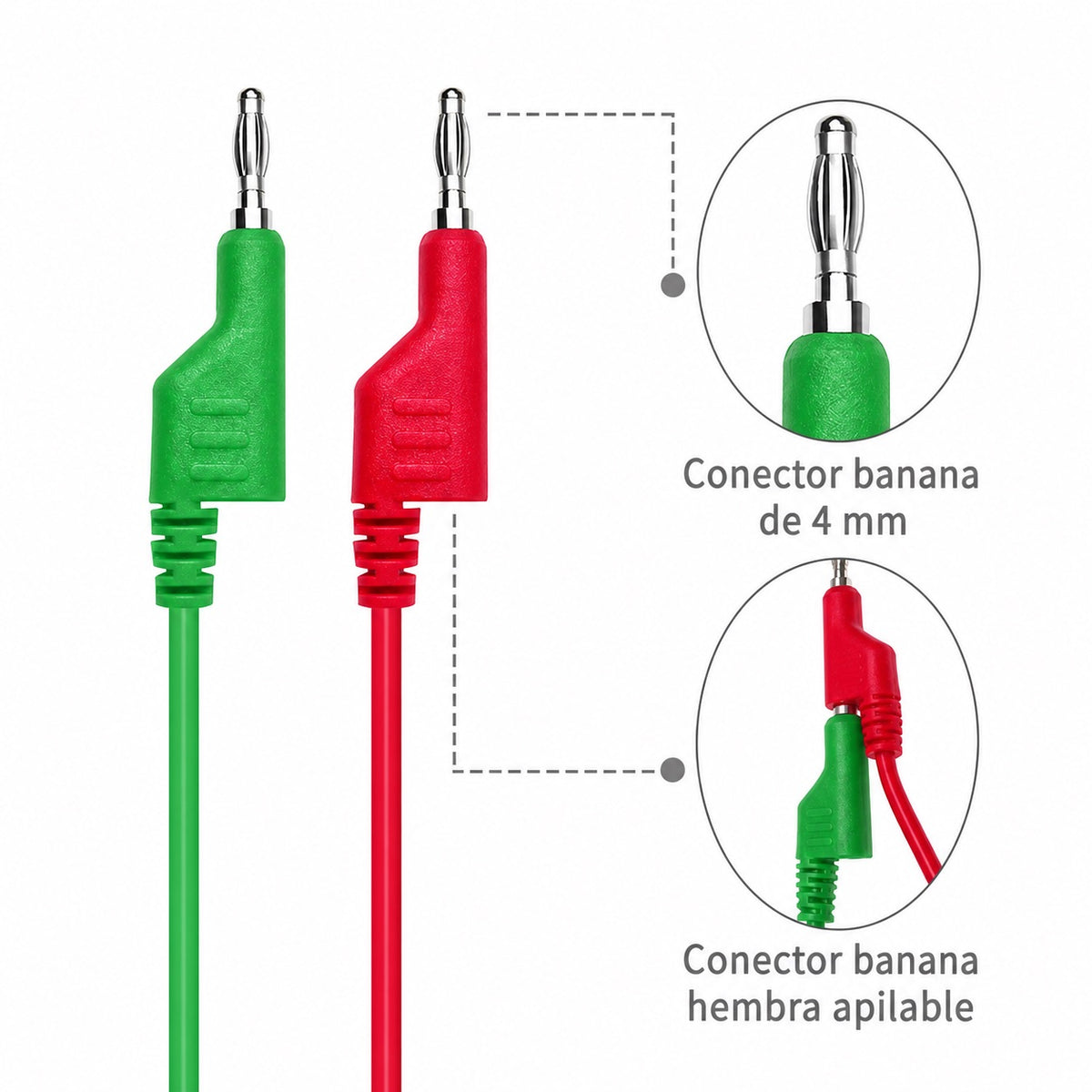 Cable de prueba de banana a banana 4mm de 1m - verde-2