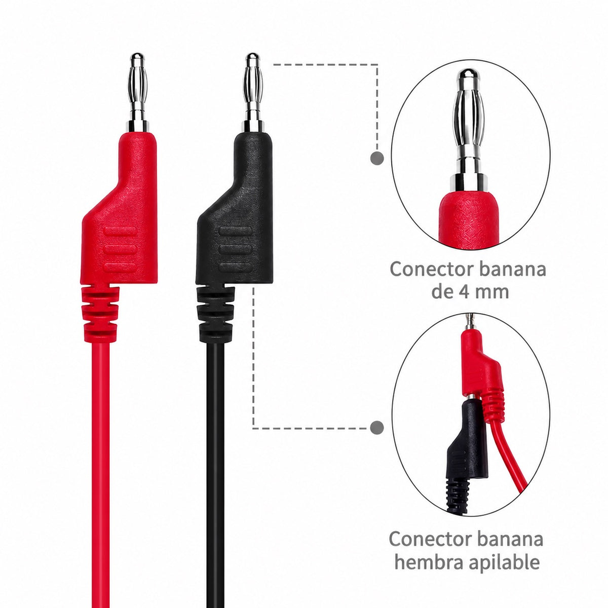 Cable de prueba de banana a banana 4mm de 1m - negro-2