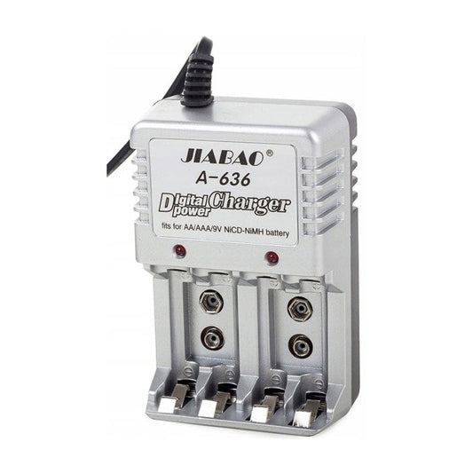 Cargador Jiabao para batería de 9V, AA y AAA-1