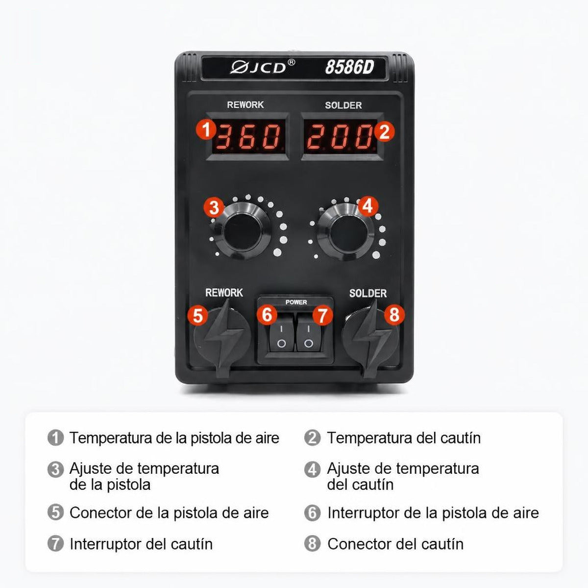 Estación de soldadura y aire caliente JCD 8586D-4