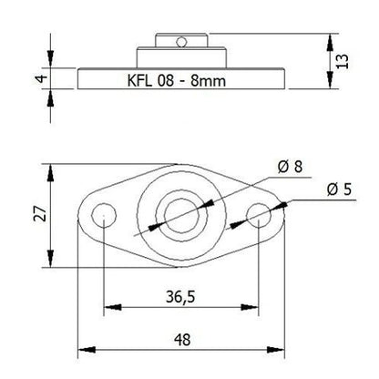 Cojinete de 8mm con soporte KFL-08-3