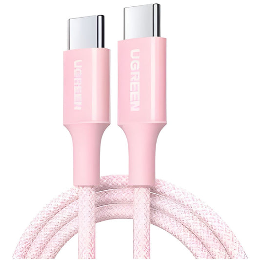 Cable USB-C trenzado UGREEN de 60W, rosado - 2m-1
