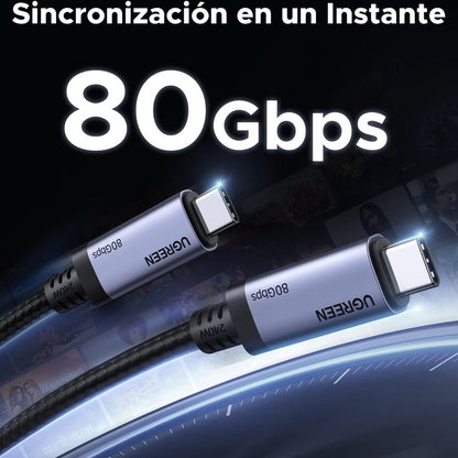 Cable USB-C trenzado UGREEN de 240W y 80Gbps - 1m-2
