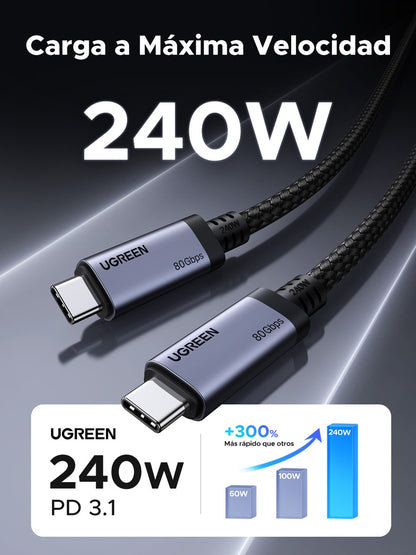 Cable USB-C trenzado UGREEN de 240W y 80Gbps - 1m-3