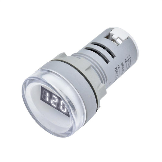Voltímetro AC tipo luz piloto LED blanco de 22mm-1