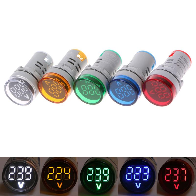 Voltímetro AC tipo luz piloto LED rojo de 22mm-2