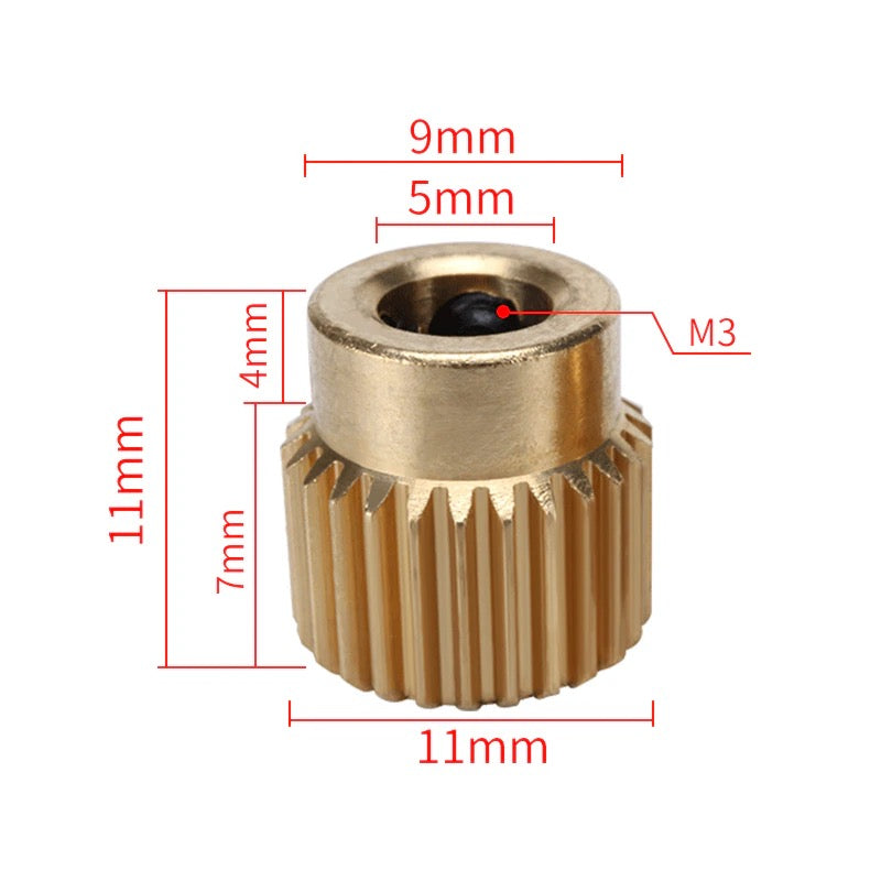 Engranaje de latón para extrusor MK8 de 40 dientes-3