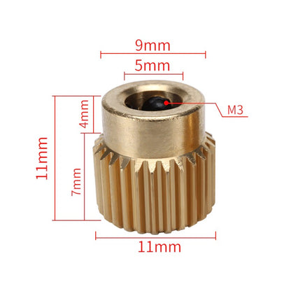 Engranaje de latón para extrusor MK8 de 26 dientes-3
