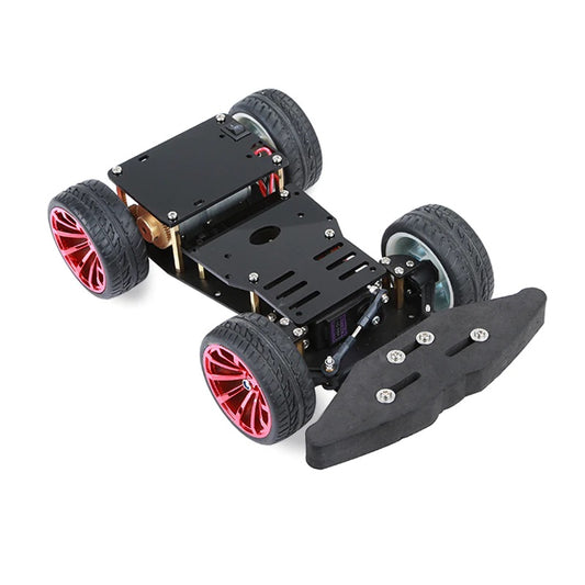 Kit de carro de 4 ruedas metálico con sistema de giro de servo motor-1