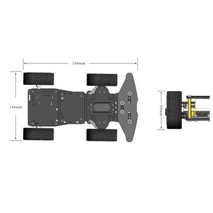 Kit de carro de 4 ruedas metálico con sistema de giro de servo motor-3