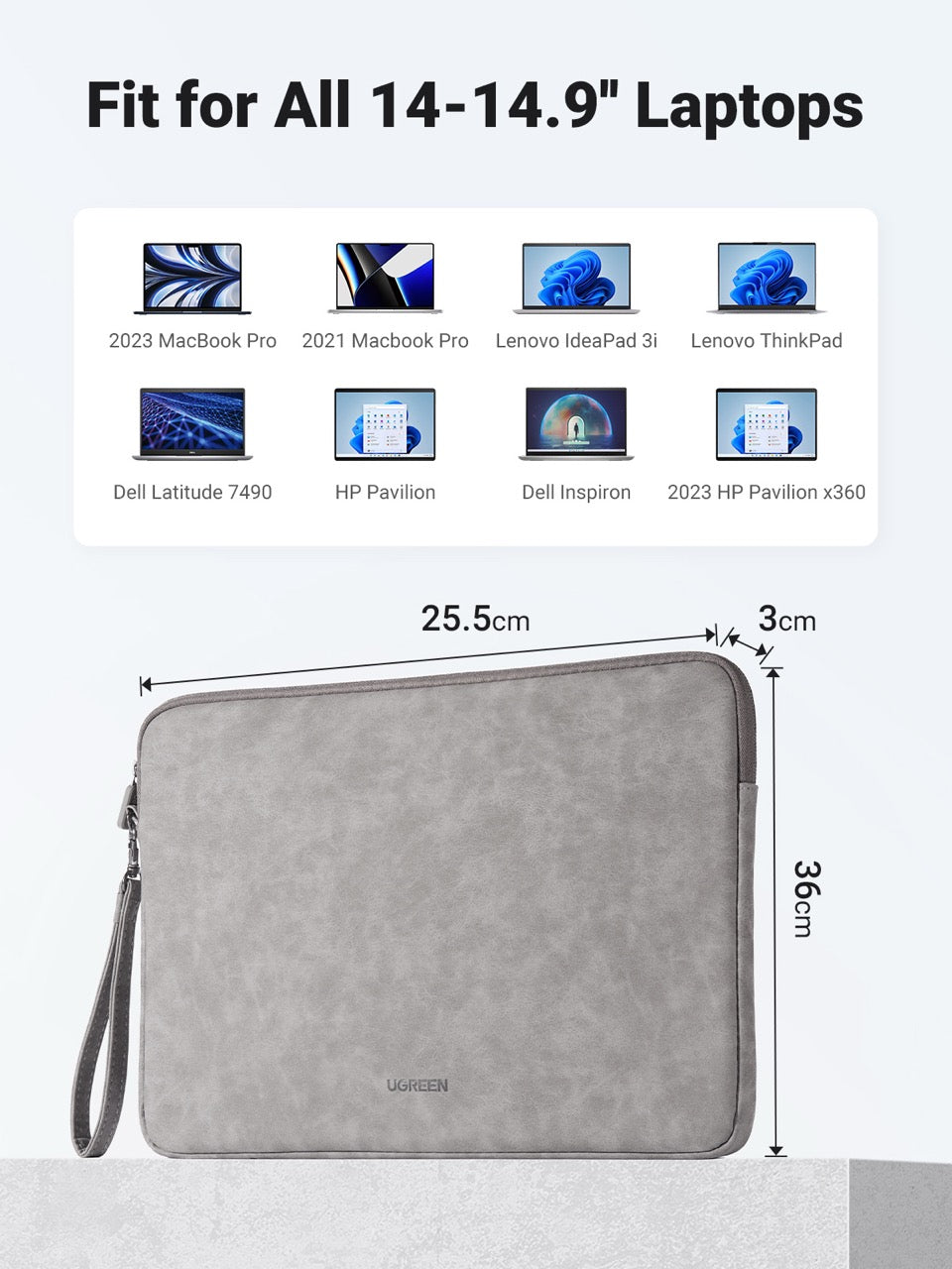 Funda para laptop UGREEN de 14" - gris-4