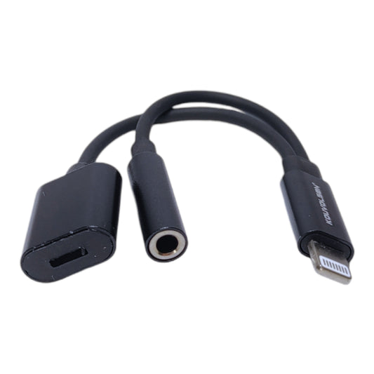 Adaptador tipo cable de Lightning macho a Lightning y 3.5mm hembra-1