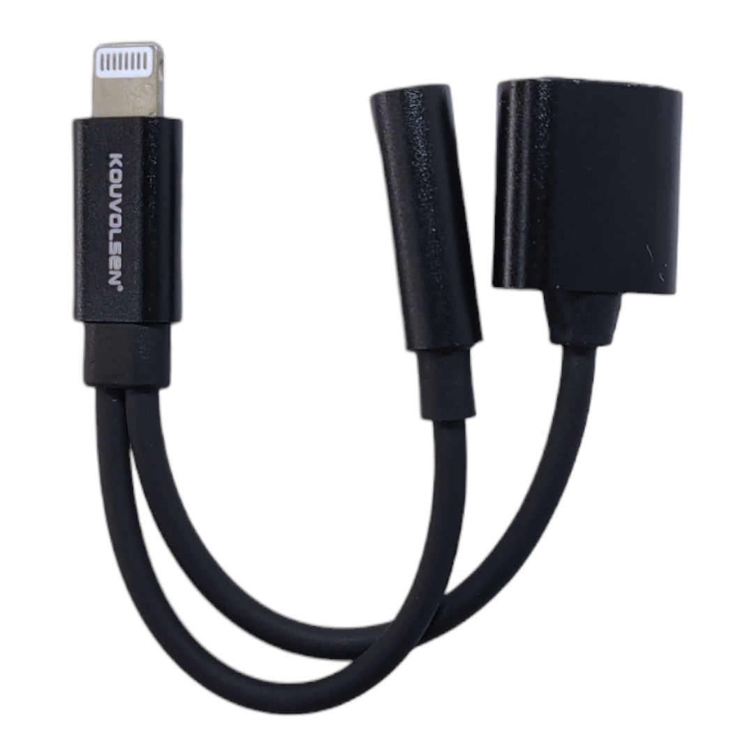 Adaptador tipo cable de Lightning macho a Lightning y 3.5mm hembra-2