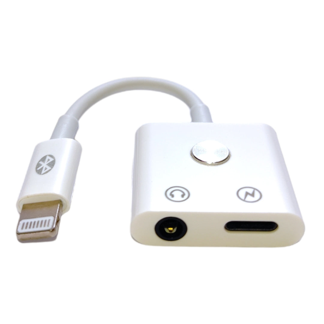 Adaptador de Lightning macho a Lightning y 3.5mm con botón-1