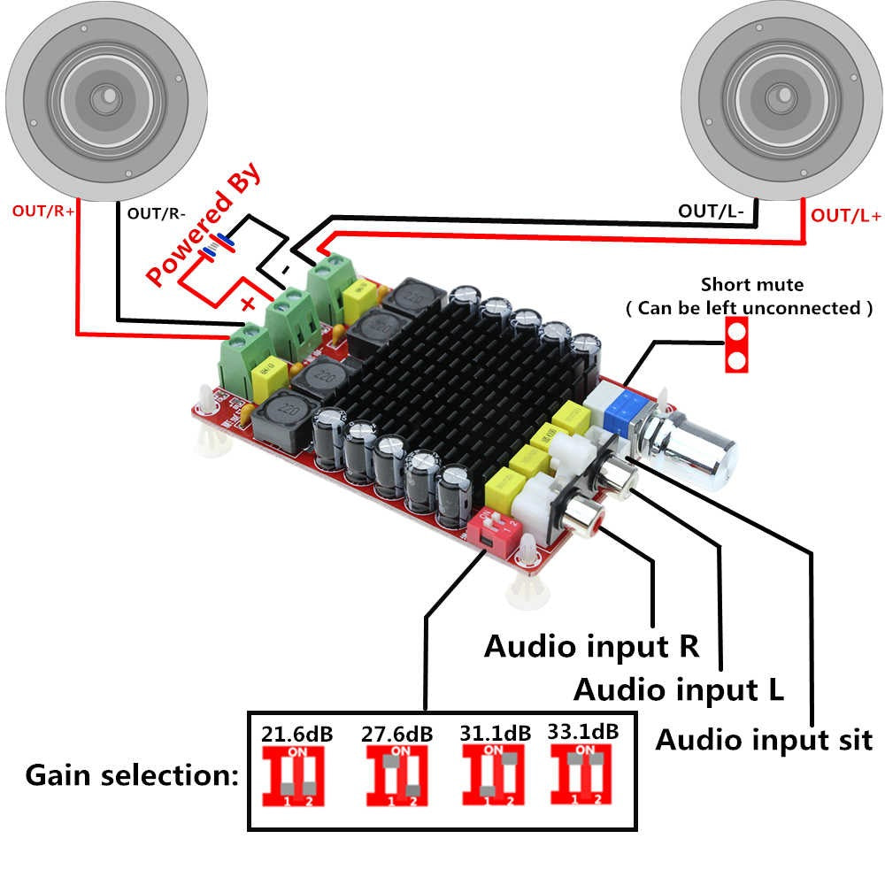Módulo amplificador de audio estéreo TDA7498 clase D 100W + 100W-2