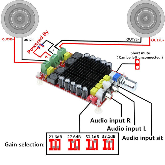 Módulo amplificador de audio estéreo TDA7498 clase D 100W + 100W-2
