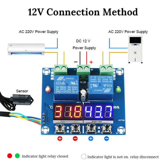 Termostato e higrostato de 12V XH-M452-2