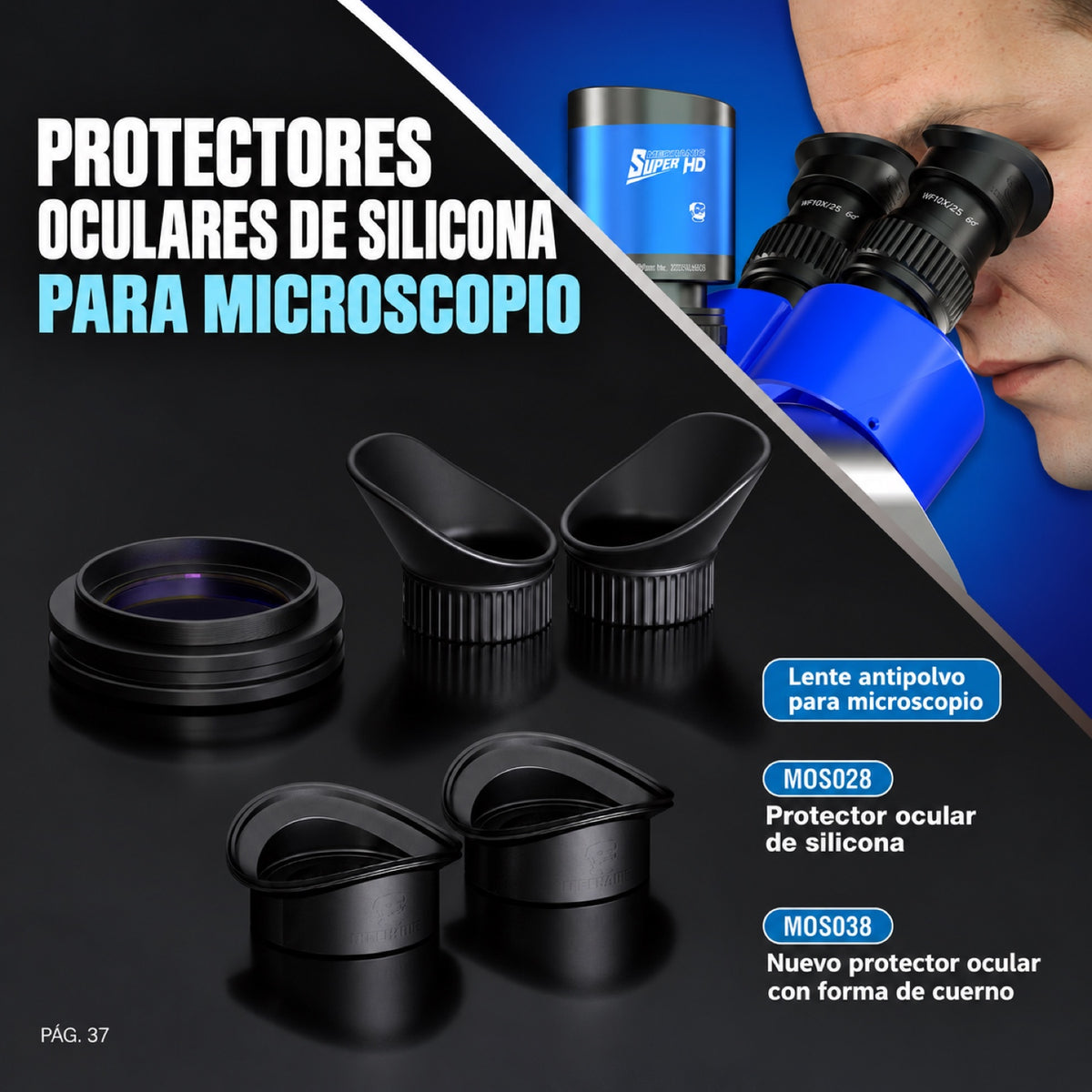 Protectores de ojos de silicona Mechanic MOS028 para microscopio, par-2