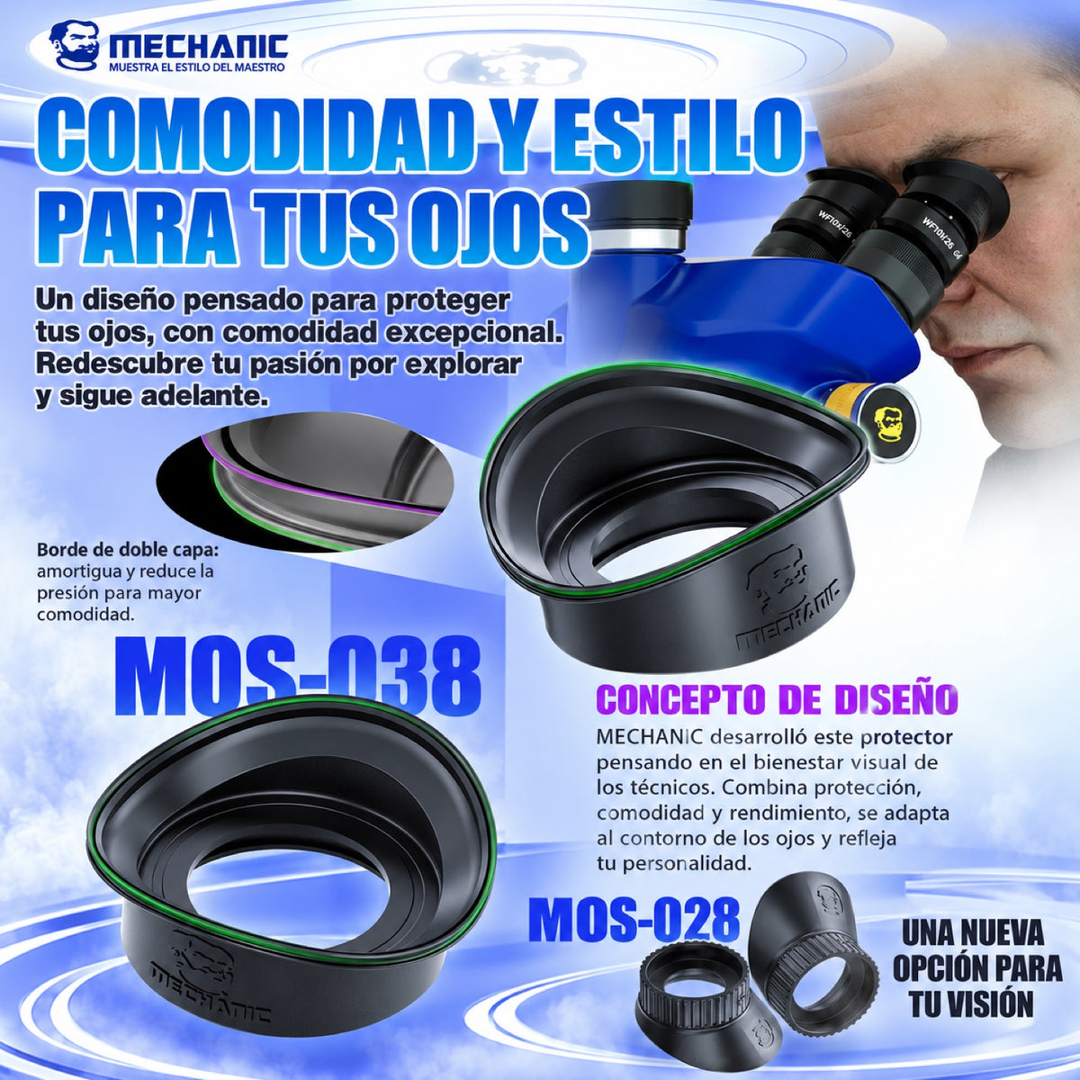 Protectores de ojos de silicona Mechanic MOS028 para microscopio, par-3